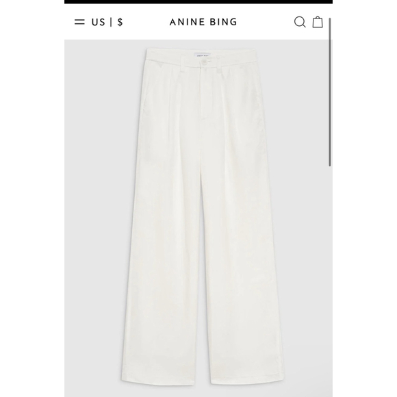 ANINE BING Carrie Pant, Size 6 (28in waist) White Linen Blend - Picture 3 of 8